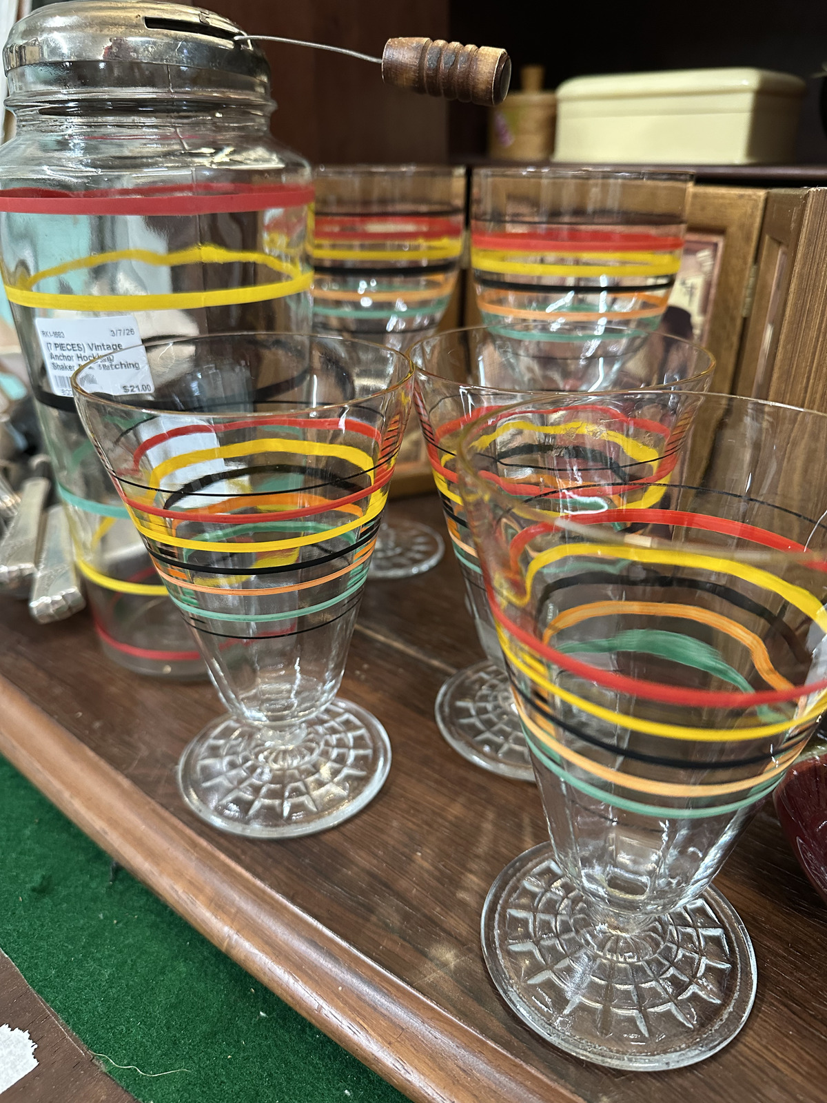 Vintage glassware and colorful tabletop finds inside Triangle Trading Post