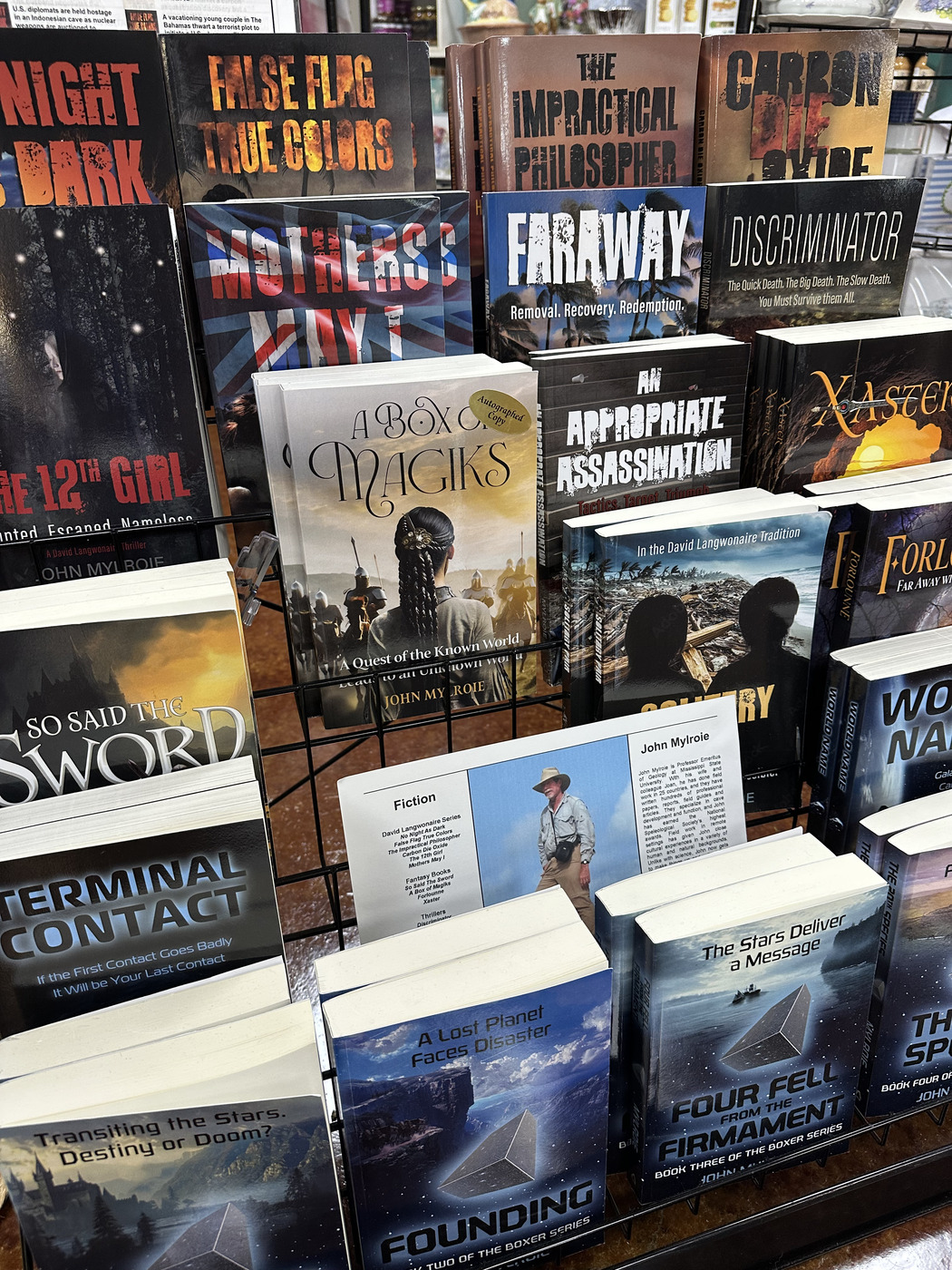 Books and printed work displayed at Triangle Trading Post