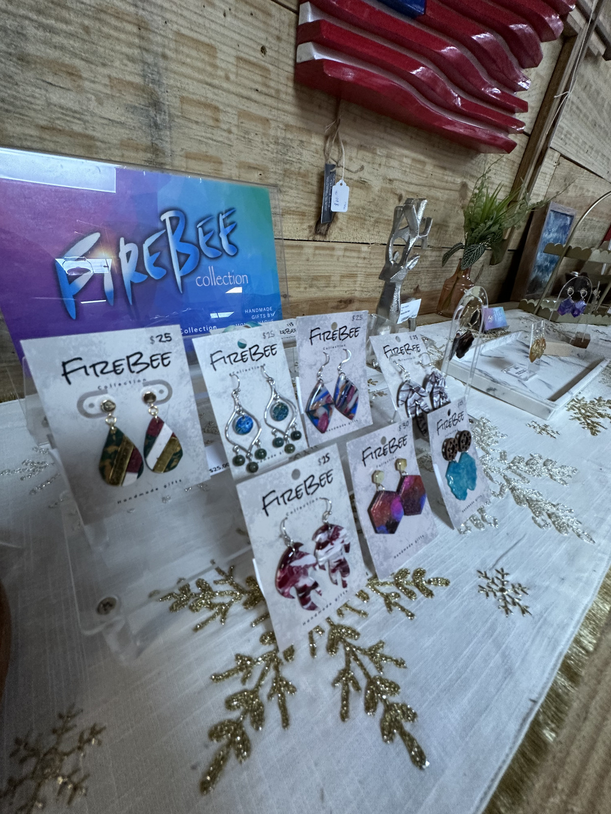 Fire Bee Collection jewelry display inside Triangle Trading Post