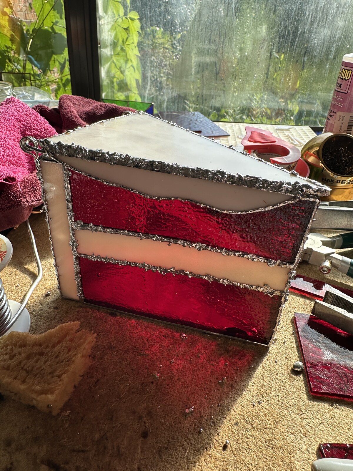 Small stained glass house project from June Moon at Triangle Trading Post