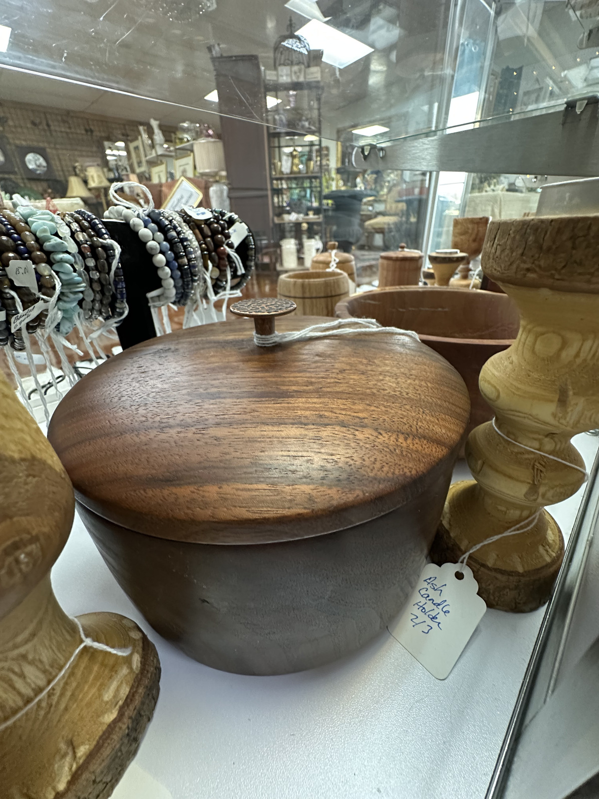 Turned wood decor from Lee's Creations inside Triangle Trading Post