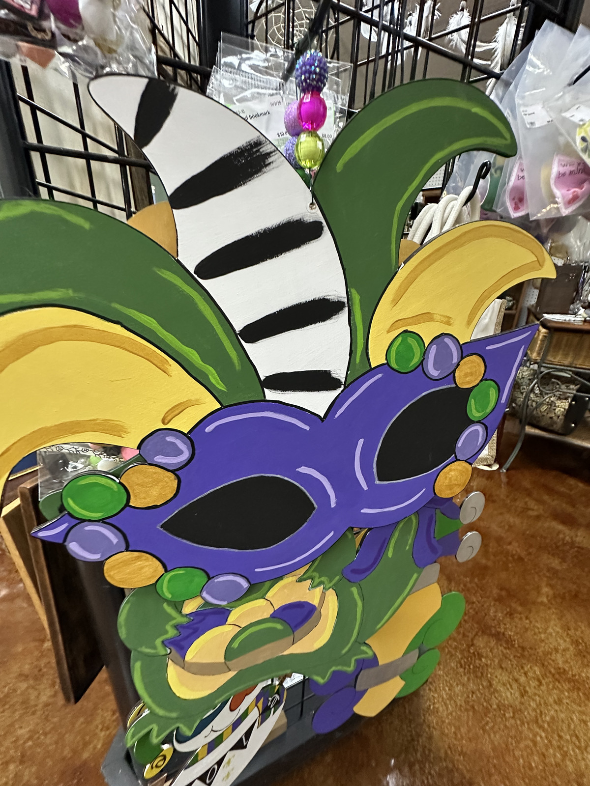 Colorful painted decor from Lolli's Shop inside Triangle Trading Post