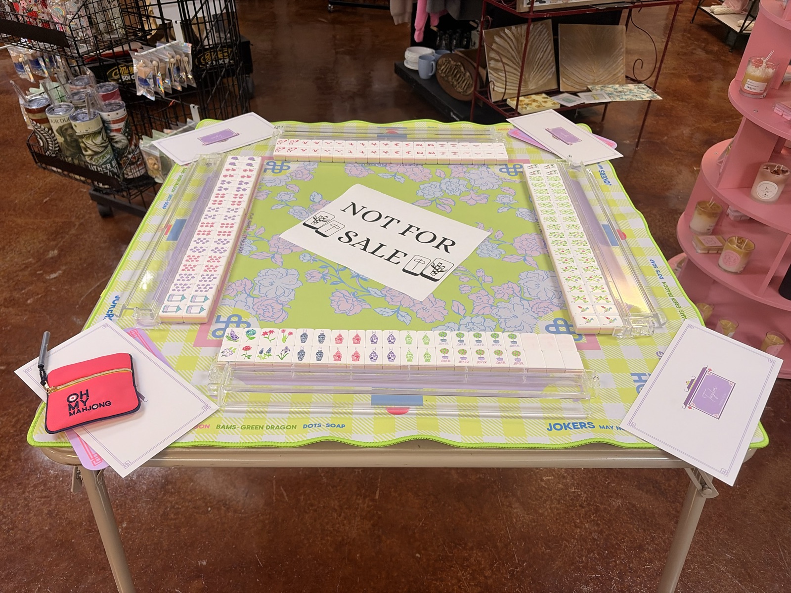 Mahjong table set up for a game night at Triangle Trading Post