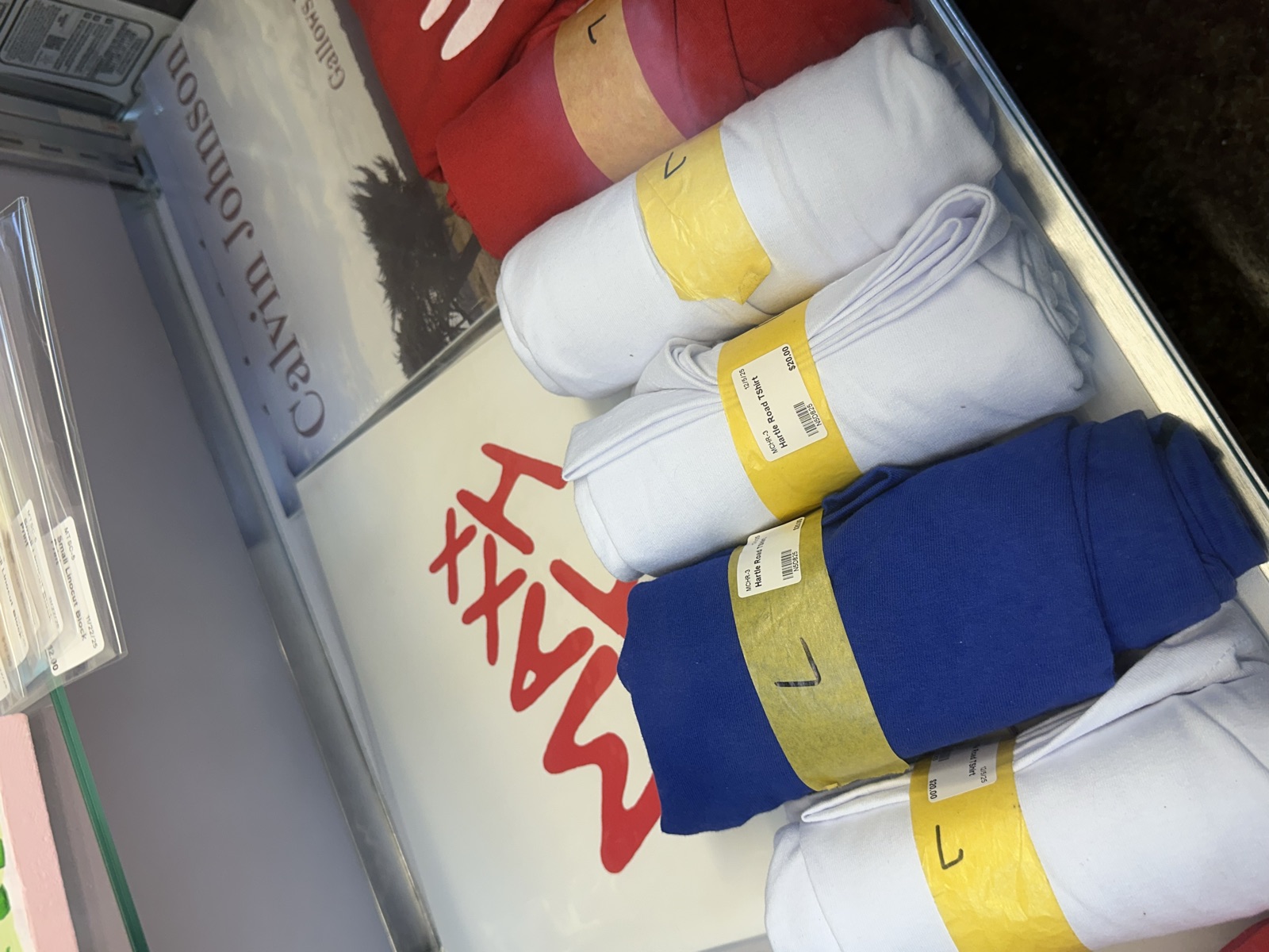 Hartleroad band t-shirts and music on display