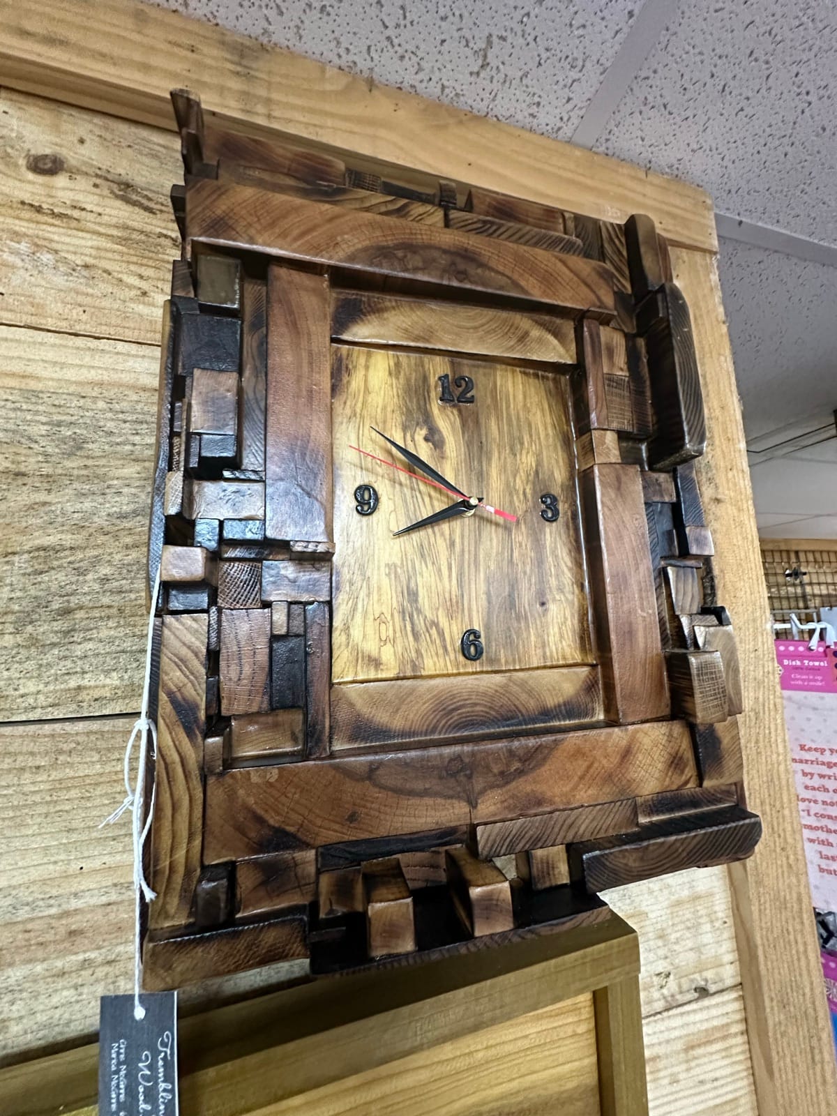 Handmade wooden clock with rustic frame from Trembling Trees