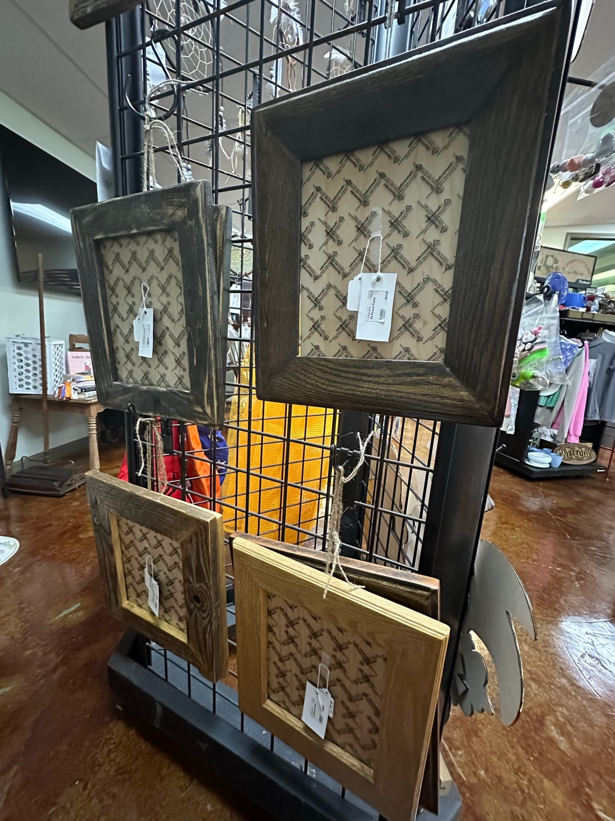 Woven-pattern wooden picture frames by Trembling Trees Wood Art